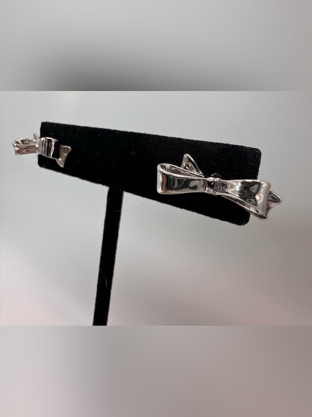 Kate Spade Silver Bow Earrings - Shiny Silver Bow Design - Picture 4 of 7